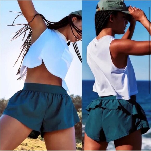 FP Movement by Free People Feelin' Fit Femme Shorts in Empire Jewel Green L - Picture 1 of 12